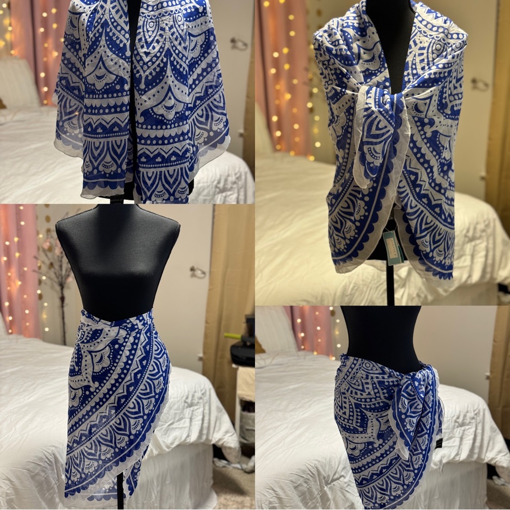 Avenue 9 Navy Blue Mandala Wrap Scarf/Sarong - One Size Fits Most